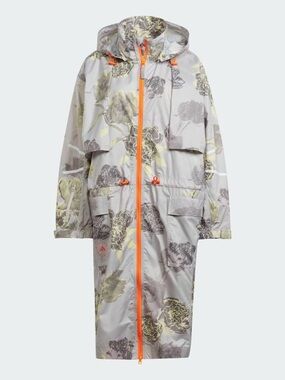 adidas by Stella McCartney Gray Floral Jacket with Bright Orange Mesh Lining